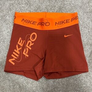 Nike Pro Burnt Red and Bright Orange Shorts